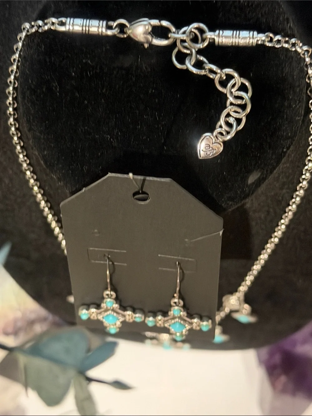 🦋 BRIGHTON SET! RETIRED VTG+ SLVR Turquoise Necklace & 2 Sets Matching Earrings!